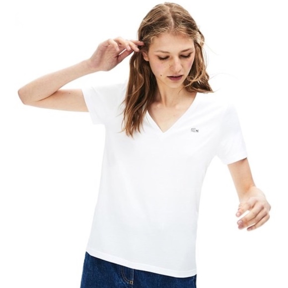 Lacoste Tops - Lacoste Women's Slim Fit V-Neck Cotton T-Shirt